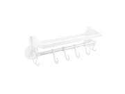 Bathroom Kitchenware Wall Plastic Hanging Hooks Suction Cup Shelf Holder White