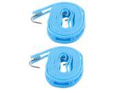 Unique Bargains Laundry Plastic Clothesline Clothes Towels Hanger Rope w 2 Hooks 2M Blue 2pcs