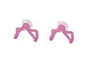 Family Kitchenware Plastic Suction Cup Sponge Cleaning Brush Holder Pink 2 PCS