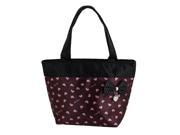 Unique Bargains Dark Purple Black Portable Bag Bowknot Decor Zip up Polyester Shopping Handbag