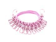 Unique Bargains Household Windproof Nonslip Elastic Clothing Clothesline Rope with Clothespins Pink