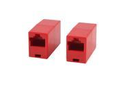 Red RJ45 F F 8P8C Modular Inline Coupler Cate5 5e Shielded Connector 2 Pcs