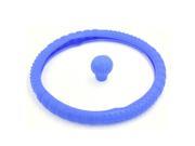 Blue Silicone 34cm Dia Steering Wheel Gear Shift Knob Cover Protection for Car