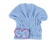Woman Gym Travel Shower Blue Microfibre Elastic Hair Fast Dry Cap Turban Towel