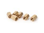 1 4BSP Female Thread Straight Brass Fitting Hex Rod Coupling Nut Gold Tone 6pcs