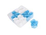 Unique Bargains Box Wrapped Rose Bud Flower Petal Soap Blue White 16pcs for Bathing