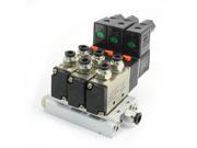 DC12V 3W 2Position 5 Way Triple Solenoid Valve w Base Push In Connector Silencer