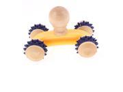 Wooden Knob 4 Wheels Stress Relief Body Back Neck Massage Roller Massager