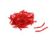 Fishing Silicone Worm Shaped Crankbait Bait Rigging Fish Lure Red 50pcs