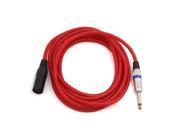10ft Red 3 Pin XLR Male to 6.5mm TRS Male Microphone Stereo Audio Cord Wire