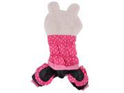 Pet Dog Plush Short Sleeves Hooded Rabbit Shaped Apparel Jumpsuit Pink Size S