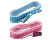 Mobile Phone USB 2.0 Type A to Micro B Charger Data Cable Blue Pink 2pcs