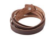 Unisex Faux Leather Adjustable Rope Cord Wrap Chain Cuff Bangle Bracelet Brown