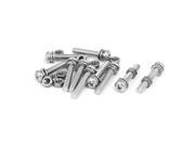 M5 x 30mm 304 Stainless Steel Phillips Pan Head Screws Nuts w Washers 10 Sets