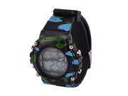 Man Sport Soft Plastic Adjustable Band Stopwatch Alarm Wrist Watch Black Green