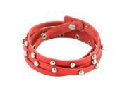 Unisex Dancing Decor Metal Beads Embellishment Adjustable Bangle Bracelet Red