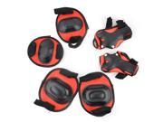Sports Skating Plastic Gear Knee Elbow Wrist Pads Protector Red Black 6 in 1