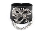 Men Press Buckle Dragon Detailing Adjustable Cuff Bracelet Chain Rope Belt