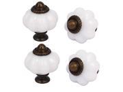 Cabinet Cupboard Single Hole Round Plastic Pull Knobs White 32mm Dia 4PCS