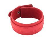 Unisex Faux Leather Buckle Adjustable Length Wrist Strap Bracelet Bangle Red
