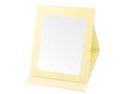 Women Lady Paper Coated Stars Pattern Cover Makeup Dress Up Mirror Light Yellow