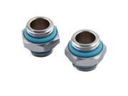 Computer Water Cooling Male to Male Through Straight Joint Silver Tone 2pcs