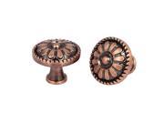 Drawer Round Shape Single Hole Pull Handle Knobs Copper Tone 30mmx25mm 2pcs