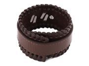 Unisex Metal Buckle Faux Leather Adjustable Wristband Bracelet 35cm Long