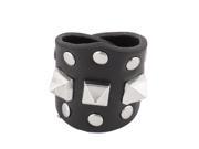 Unisex Faux Leather Rivet Detail Buckle 3.7 Inch Girth Single Hole Band Bracelet