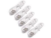 Cellphone Plastic USB 2.0 A Male to Micro B Data Charger Cable White 3.3Ft 5pcs