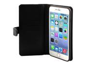 Cell Phone Faux Leather Zippered Wallet Detachable Case Black for iphone 6 Plus
