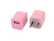 AC 110V 240V to DC 5V US Plug USB Port Power Adapter Charger Pink 2pcs