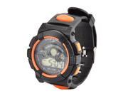 Sports Plastic Wristband Water Resistant Electronic Watch Orange Black for Man