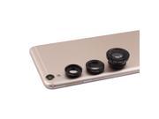 3 in 1 Clip On 180 Degree Fisheye 0.65X Wide Angle Macro Camera Lens Kit Black