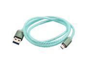 Colorful Shining Connector USB 2.0 A Male to Micro B Male Data Cable Green 3.3Ft