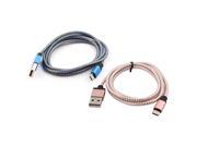 Nylon Braided Wire USB 2.0 A Male to Micro B Charger Data Cable Pink Blue 2pcs