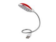 Notebook PC Gooseneck Touch Switch Reading Bright USB 13 LED Light Lamp Red