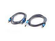 Nylon Braided Connector USB 2.0 A Male to Micro B Charger Data Cable Blue 2pcs