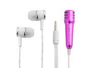 Mini Protable Earbuds Microphone Headset Earphone Magenta w Mic for Cellphone PC