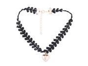 Lady Heart Design Pendant Adjustable Classic Necklace Clothing Decor Black