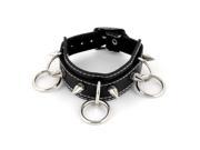 Unisex Metal Decor Faux Leather Jewely Wide Cuff Wrist Bracelet Bangle Black