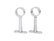Wardrobe Cupboard Clothes Hanging Round Pipe Rail Supports Silver Tone 2pcs