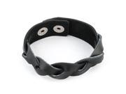 Men Biker Pin Buckle Weave Braided Adjustable Bracelet Wrist Chain 22cm Long