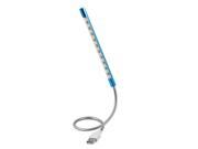 Notebook Flexible DC 5V 1W Touch Switch USB 10 LED Light Reading Lamp Blue