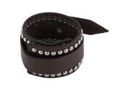 Unisex Metal Buckle Faux Leather Bead Decor Wristband Bracelet Chain Strap