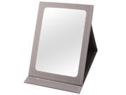 Lady Paper Coated Smiling Girl Pattern Cover Folding Makeup Cosmetic Mirror Gray