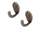 Single Hook 3 Mount Holes Coat Scarf Hangers Keychain Holders Bronze Tone 2pcs
