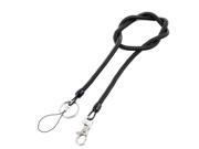 Unisex Metal Clasp Spring Loaded Coil Door Chain Portable Keychain Black