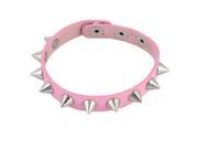 Unisex Biker Faux Leather Retro Style Wrist Bracelet Adjustable Belt Pink