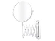 Home Woman Metal Holder Round Shaped Two Sides Extension Makeup Cosmetic Mirror